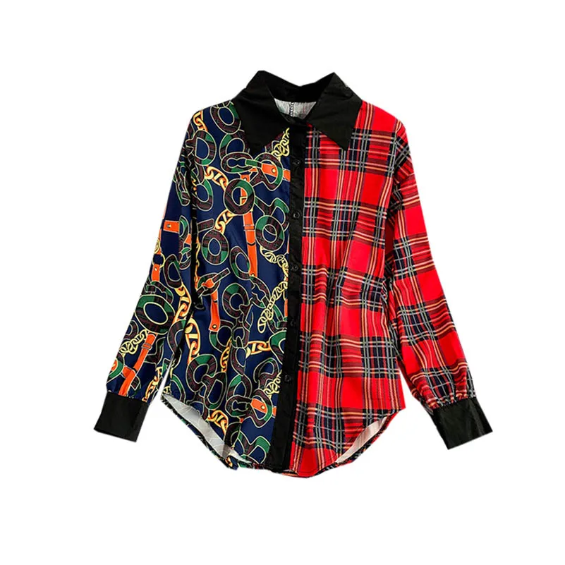 NiceMix 2019 Summer Spring New Lattice Geometric Abstract Pattern Stitching Long Sleeve Loose Lazy Wind Shirt Tops Women Blouse
NiceMix 2019 Summer Spring New Lattice Geometric Abstract Pattern Stitching Long Sleeve Loose Lazy Wind Shirt Tops Women Blouse