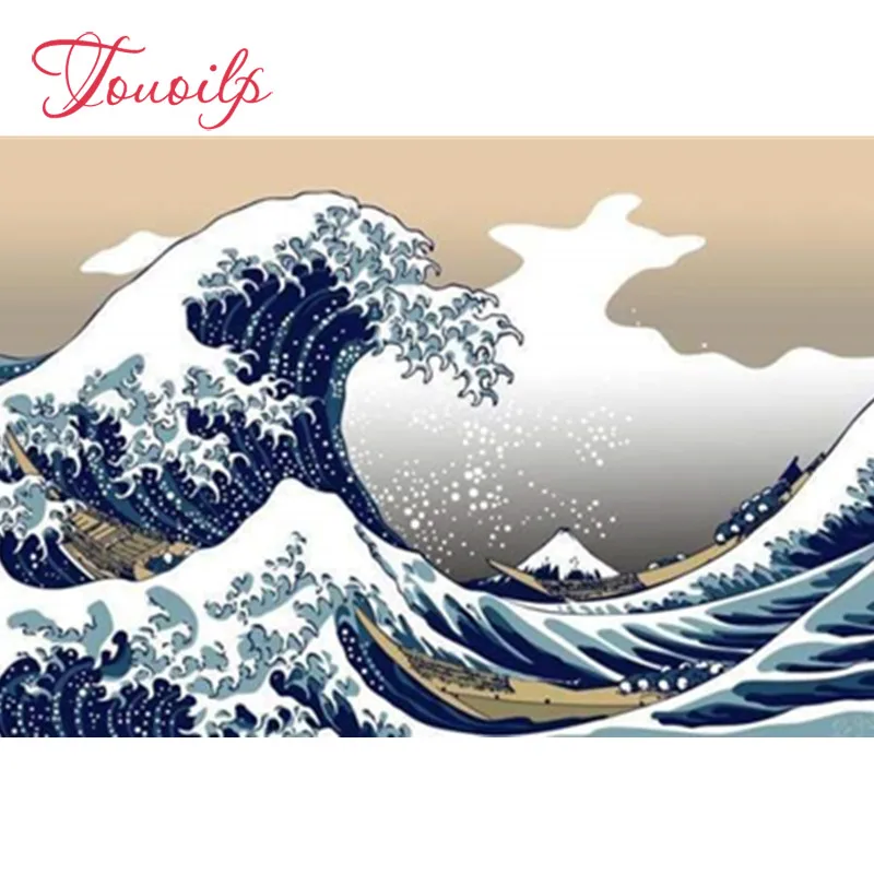 5D DIY Diamond painting cross stitch square&ampround Kit diamond The Great Wave Off Kanagawa embroidery home Decoration | Дом и сад