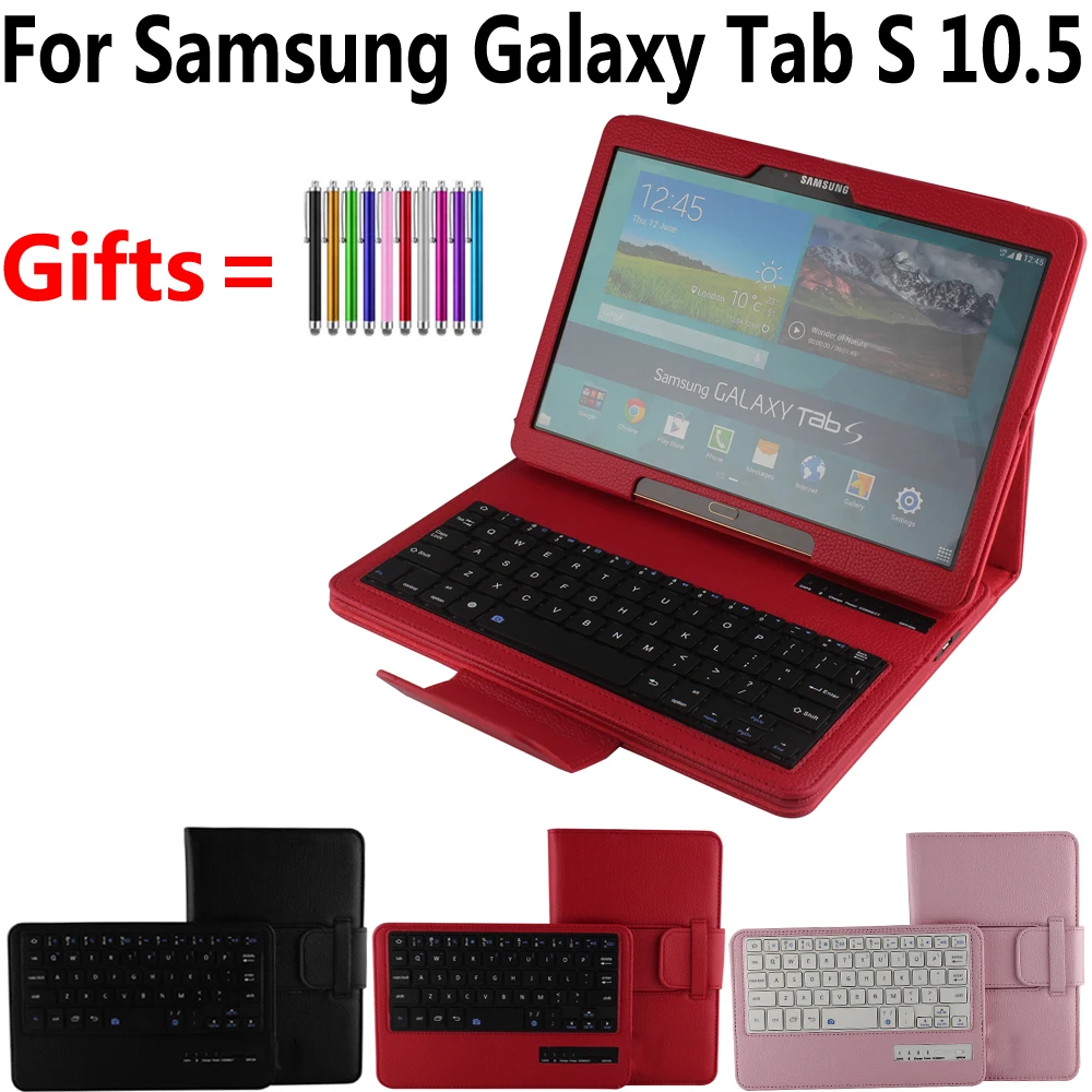 Кожаный чехол для Samsung Tab S 10 5 T800 T805 с рисунком личи и съемной беспроводной