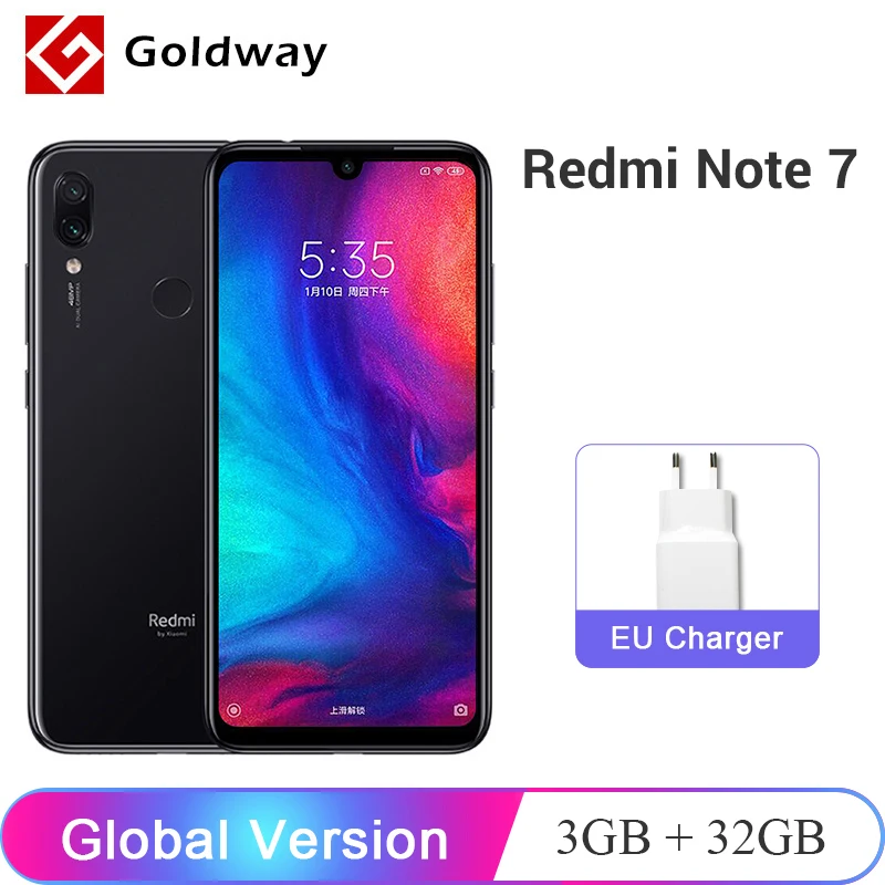 Global Version Xiaomi Redmi Note 7 3GB 32GB Smartphone Snapdragon 660 Octa Core 4000mAh 6.3" 2340 x 1080 48MP+13MP Cellphone
Global Version Xiaomi Redmi Note 7 3GB 32GB Smartphone Snapdragon 660 Octa Core 4000mAh 6.3" 2340 x 1080 48MP+13MP Cellphone