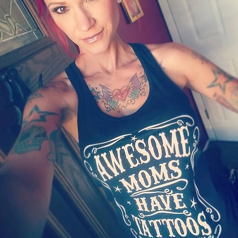 Женские топы с татуировками Awesome Moms Have Tattoos сексуальные фестивальные футболки