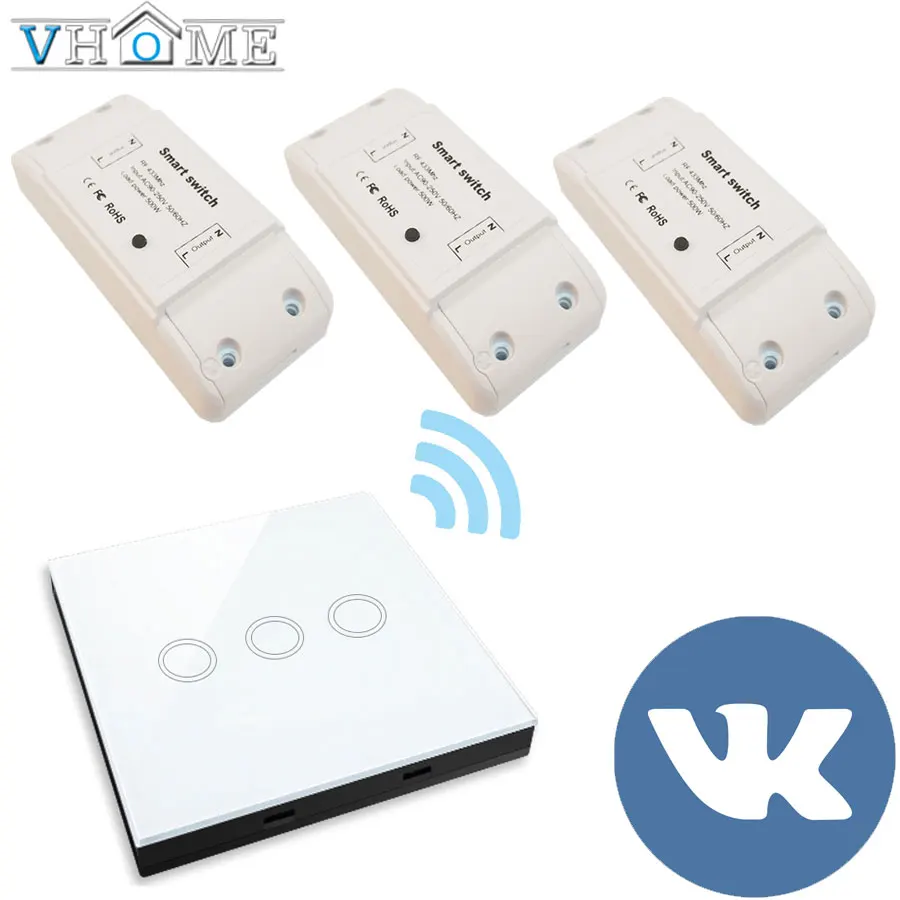VHome Wireless remote control Touch switch,Smart RF 433MHz relay receiver DC power supply 170v-250v 5A transmitter controller
VHome Wireless remote control Touch switch,Smart RF 433MHz relay receiver DC power supply 170v-250v 5A transmitter controller