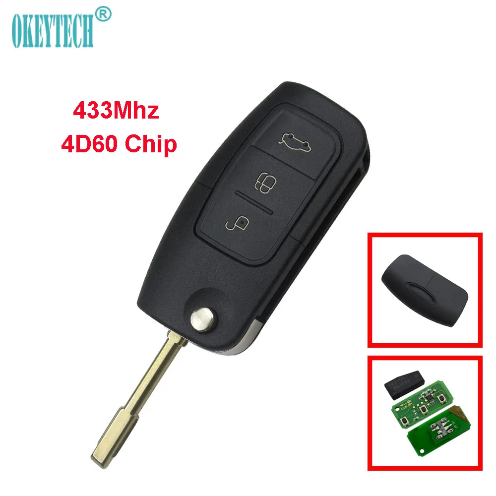 OkeyTech FO21 Blade 3 Button Flip Folding Remote Control Auto Car Key with 4D60 Chip 433Mhz fit for Ford Mondeo Focus Fiesta Key
OkeyTech FO21 Blade 3 Button Flip Folding Remote Control Auto Car Key with 4D60 Chip 433Mhz fit for Ford Mondeo Focus Fiesta Key