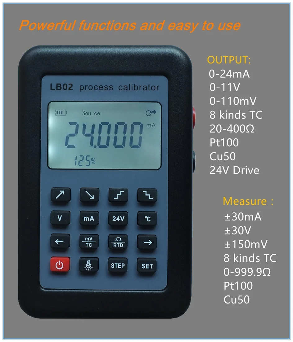LB02 Resistance Voltage Meter 4-20mA 0-10V/mV Signal Generator Source thermocouple PT100 temperature Process calibrator Tester
LB02 Resistance Voltage Meter 4-20mA 0-10V/mV Signal Generator Source thermocouple PT100 temperature Process calibrator Tester