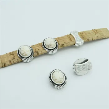 10 Pcs for 10mm flat leather, Antique silver with white turquoise slider beads jewelry supplies jewelry finding D-1-10-142
10 Pcs for 10mm flat leather, Antique silver with white turquoise slider beads jewelry supplies jewelry finding D-1-10-142