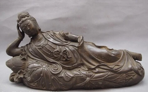 xd 003124 Old Bronze Copper Bodhisattva GuanYin Kwan-Yin lie sleep on Lotus root Flower
xd 003124 Old Bronze Copper Bodhisattva GuanYin Kwan-Yin lie sleep on Lotus root Flower
