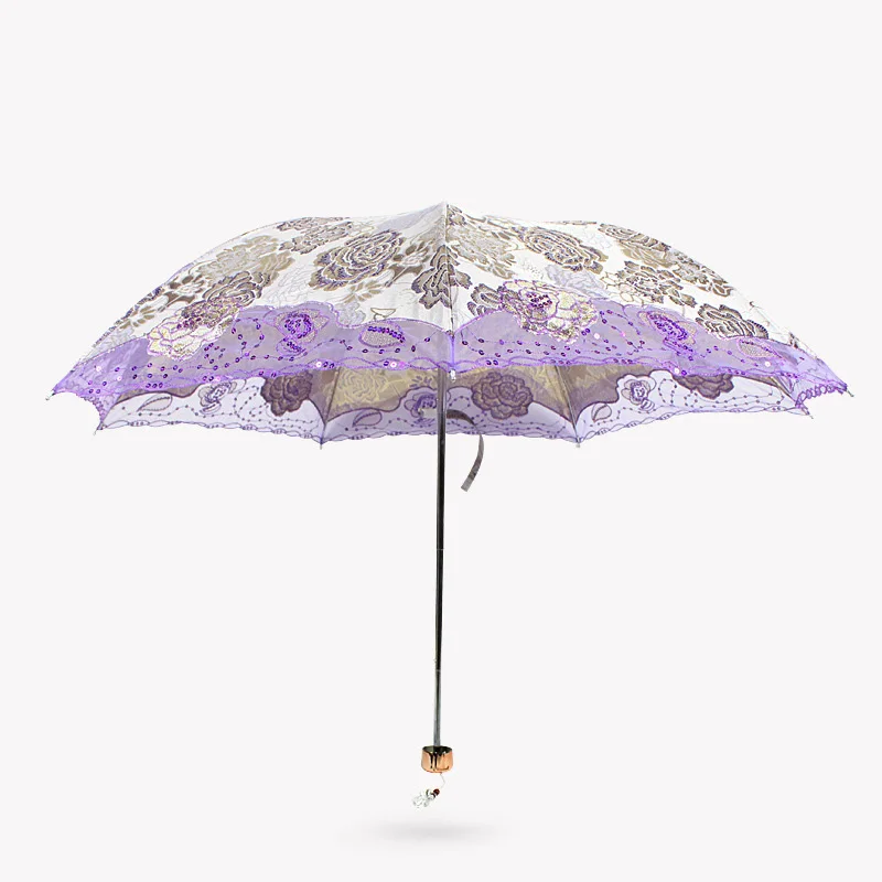 Проволочный вышитый Шелковый высококачественный Зонт с вышивкой зонт от солнца
