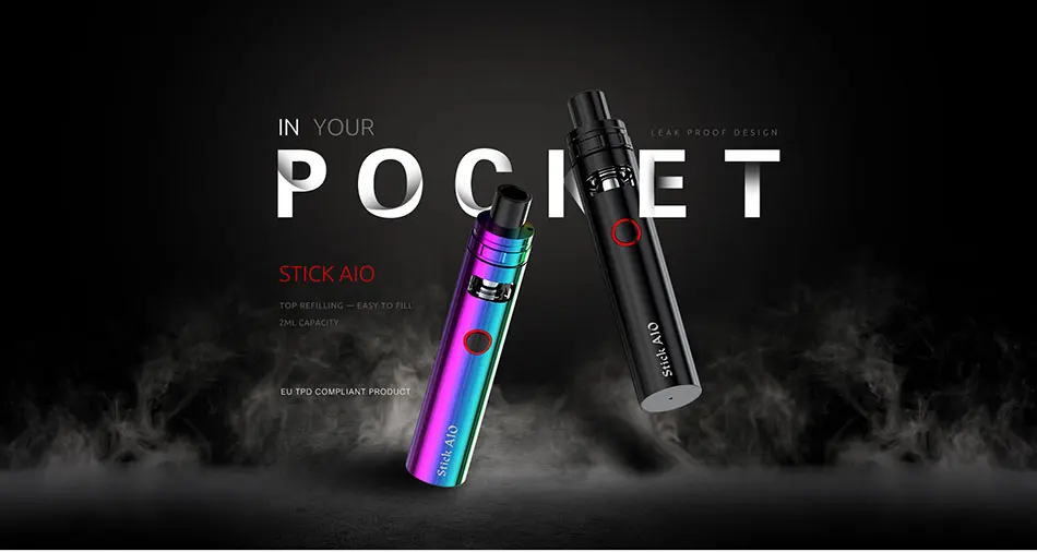 2017 SMOK Stick AIO Kit 2ml Capacity Built-in 1600mAh Battery All-in-one Vape Kit Top-Cap Filling Vape Starter Kit VS CP Couples