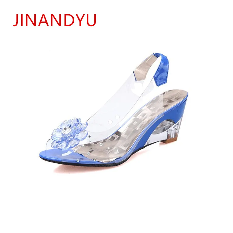Plus Size 32-43 Crystal Transparent Diamond Wedges Sandals High Heels 6cm Slope Sandals Summer 2018 Sexy Women Platform Shoes
Plus Size 32-43 Crystal Transparent Diamond Wedges Sandals High Heels 6cm Slope Sandals Summer 2018 Sexy Women Platform Shoes