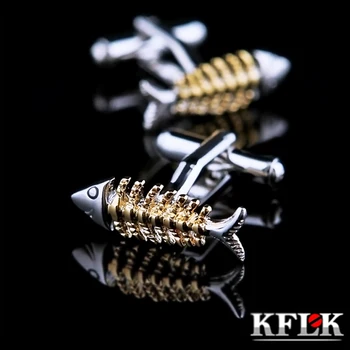 KFLK 2020 Luxury shirt cufflinks for men's Brand cuff buttons Gold Fishbone shape cuff links High Quality abotoaduras Jewelry
KFLK 2020 Luxury shirt cufflinks for men's Brand cuff buttons Gold Fishbone shape cuff links High Quality abotoaduras Jewelry