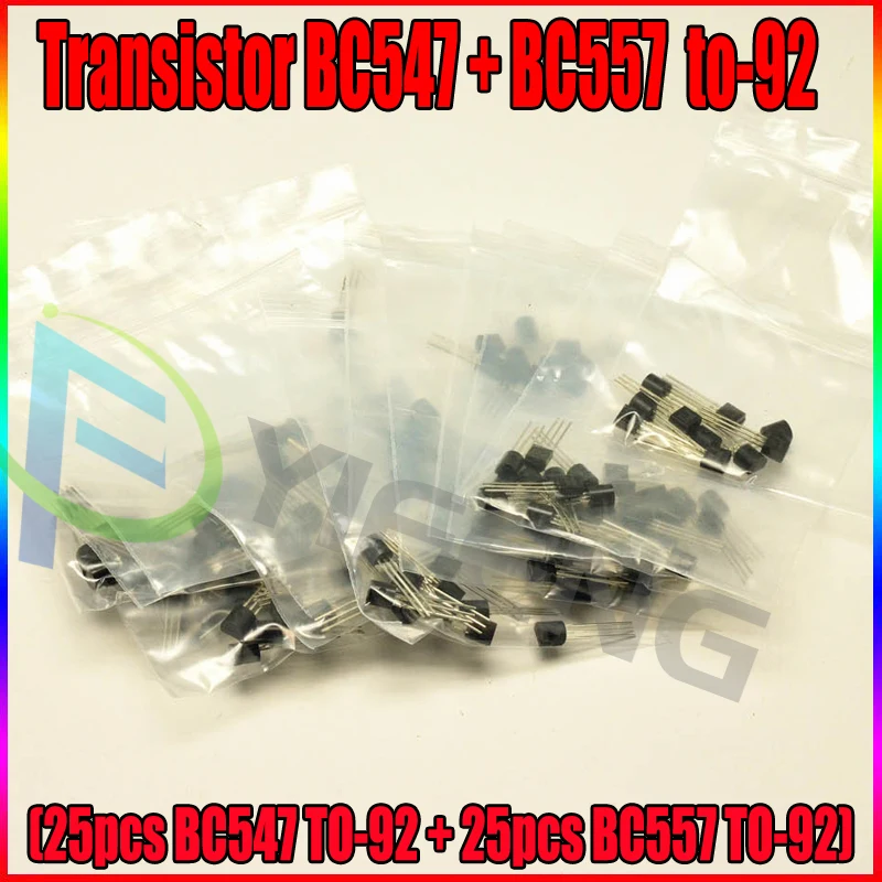 Transistor Total 50PCS (25pcs BC547 TO-92 + 25pcs BC557 TO-92)