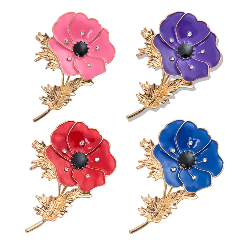 

Vintage Red Poppy Flower Brooch Pin Collar Corsage Pins Fashion Shirt Badge Vintage Jewelry Gift For Women Charm Jewelery