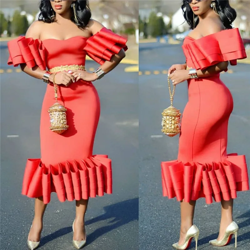 2019 spring and summer Europe and America New large-size lotus leaf-edged Pleated Dress with shoulder sexy dress
2019 spring and summer Europe and America New large-size lotus leaf-edged Pleated Dress with shoulder sexy dress