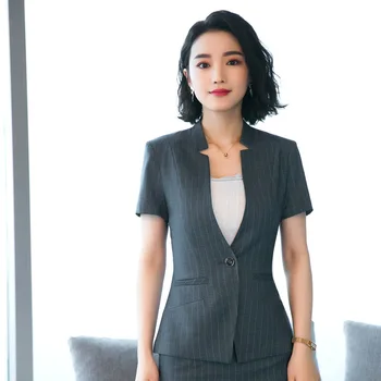 Fashion Striped Summer Short Sleeve Blazers & Jackets Coat for Women OL Styles Outwear Tops Uniforms Clothes Business Work Wear
Fashion Striped Summer Short Sleeve Blazers & Jackets Coat for Women OL Styles Outwear Tops Uniforms Clothes Business Work Wear