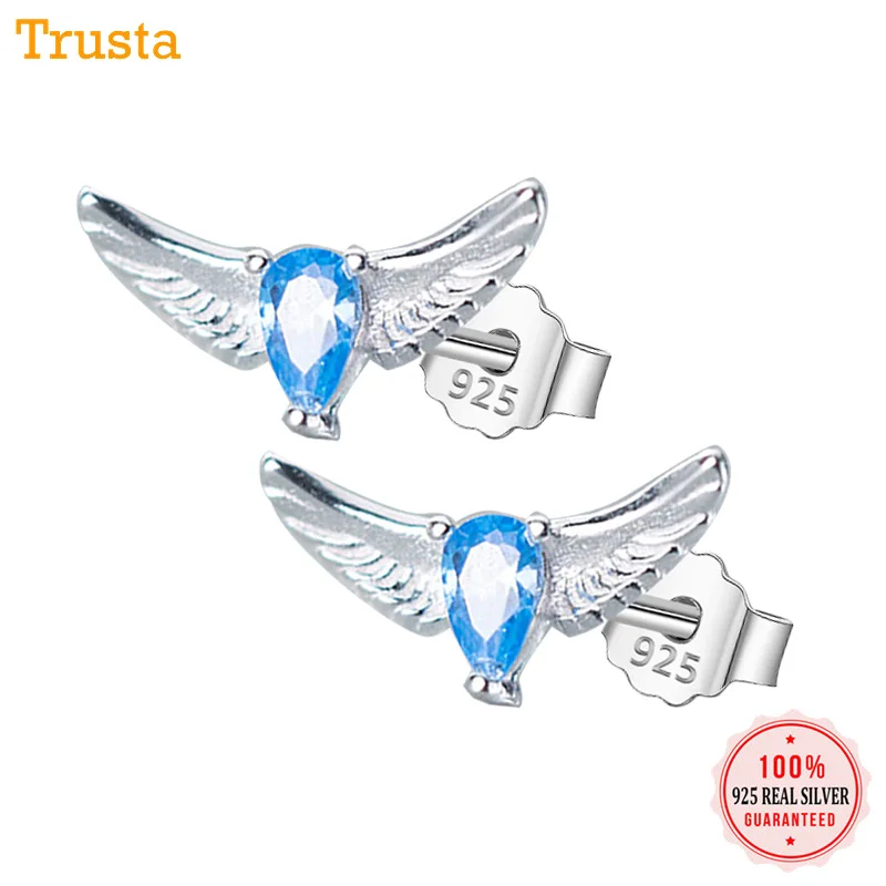 Trusta 100% 925 Sterling Silver Jewelry Fashion Blue CZ Stone Angel Wings Stud Earrings Birthday Gift for Girls Kids DS1536
Trusta 100% 925 Sterling Silver Jewelry Fashion Blue CZ Stone Angel Wings Stud Earrings Birthday Gift for Girls Kids DS1536