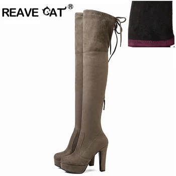 REAVE CAT 2018 Winter Platform boots Zipper Over The Knee Boots High Heel Women Boots Ladies Lace-up Stretch Fabric Boots A881
REAVE CAT 2018 Winter Platform boots Zipper Over The Knee Boots High Heel Women Boots Ladies Lace-up Stretch Fabric Boots A881