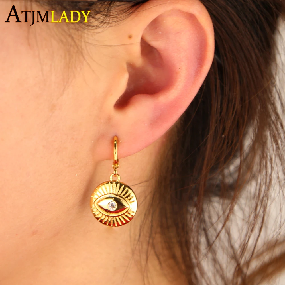 top quality gold color plated round shape evil eye earring dangle geometric eye charm Coin earrings for women fashion cz jewelry
top quality gold color plated round shape evil eye earring dangle geometric eye charm Coin earrings for women fashion cz jewelry