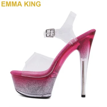 EMMA KING Fashion Gradual Change Glitter Powder Crystal Heels Wedding Shoes Clear PVC Stiletto High Heels Platform Women Sandals
EMMA KING Fashion Gradual Change Glitter Powder Crystal Heels Wedding Shoes Clear PVC Stiletto High Heels Platform Women Sandals