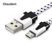 Olaudem Mobile Phone Cable USB Micro USB Cable Nylon Braided Flat Cable For Samsung Android Charging Cord CB030 image