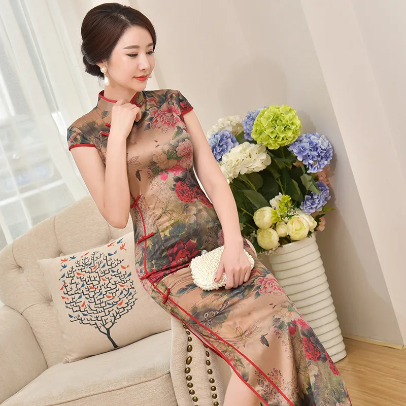 NEW short sleeve long dress Qipao Silk Chinese Dress chinese style elegant cheongsam dress
NEW short sleeve long dress Qipao Silk Chinese Dress chinese style elegant cheongsam dress