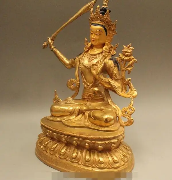 S6082 13" Tibetan Buddhism Bronze Gild Wenshu Manjushri Boddhisattva Goddess Statue D0318
S6082 13" Tibetan Buddhism Bronze Gild Wenshu Manjushri Boddhisattva Goddess Statue D0318