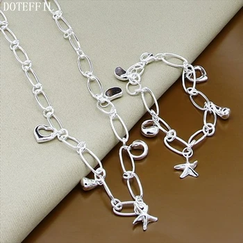 DOTEFFIL 925 Sterling Silver Heart/Star/Raindrop Bracelet Necklace Set For Woman Wedding Engagement Party Fashion Charm Jewelry
DOTEFFIL 925 Sterling Silver Heart/Star/Raindrop Bracelet Necklace Set For Woman Wedding Engagement Party Fashion Charm Jewelry