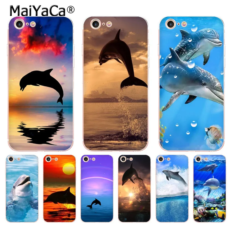 

MaiYaCa Ocean Dolphin Dance And Jumping transparent soft tpu Cell Phone Case for iPhone 8 7 6 6S Plus X 10 5 5S SE 5C case Coque