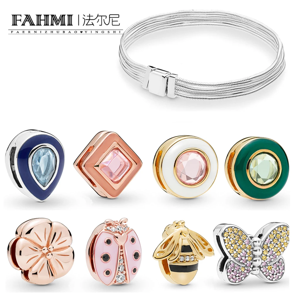 FAHMI 100% 925 Sterling Silver 2019 Spring Preview Reflexions Bee Butterfly Ladybird Flower Clip Bracelet Launched in Succession
FAHMI 100% 925 Sterling Silver 2019 Spring Preview Reflexions Bee Butterfly Ladybird Flower Clip Bracelet Launched in Succession