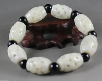 Chinese natural jade stretchy bracelet with hand-carved beads,beautiful bangle
Chinese natural jade stretchy bracelet with hand-carved beads,beautiful bangle