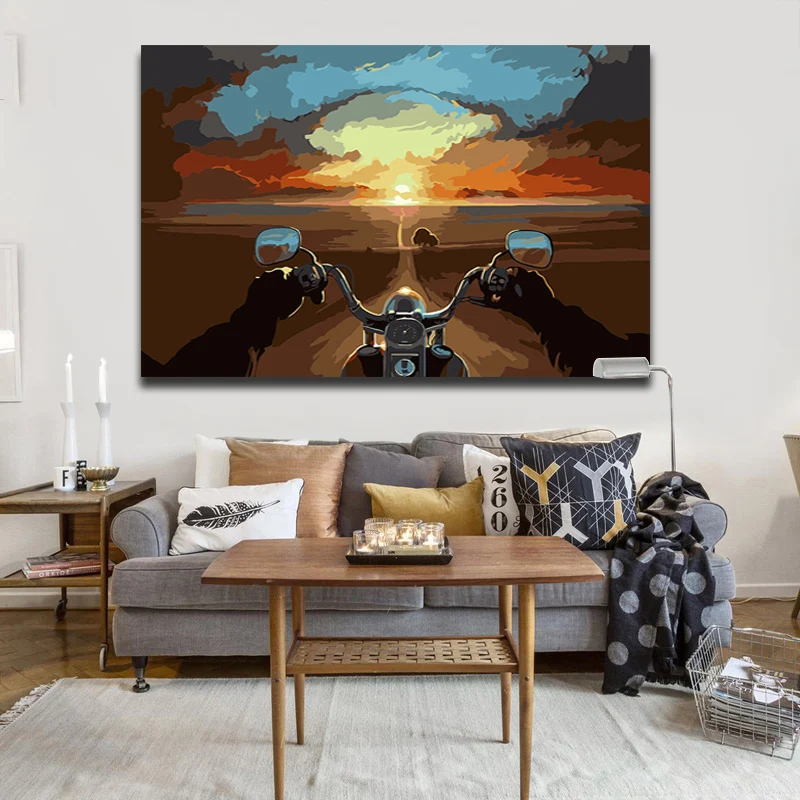 Coloring-by-numbers-Abstract-Landscape-Distance-sky-Riding-a-motorcycle-pictures-Paintings-drawing-paints-by-numbers