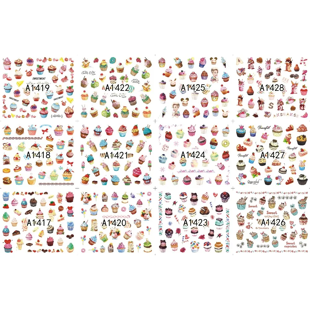 UPRETTEGO 12 PACKS / LOT NAIL ART BEAUTY WATER DECAL SLIDER NAIL CUTE CARTOON ICE CREAM DESSERT CHOCOLATE CANDY A1417-1428
UPRETTEGO 12 PACKS / LOT NAIL ART BEAUTY WATER DECAL SLIDER NAIL CUTE CARTOON ICE CREAM DESSERT CHOCOLATE CANDY A1417-1428