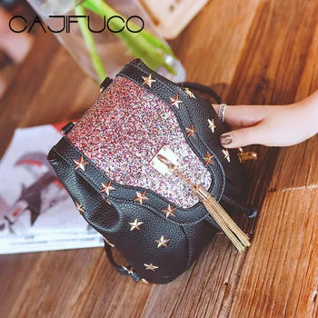 CAJIFUCO Fashion Girl Star Sequins Mini Backpack Metal Studded Tassel Shoulder Bag Rivet Multifunctional Crossbody Bag Bolsos
CAJIFUCO Fashion Girl Star Sequins Mini Backpack Metal Studded Tassel Shoulder Bag Rivet Multifunctional Crossbody Bag Bolsos