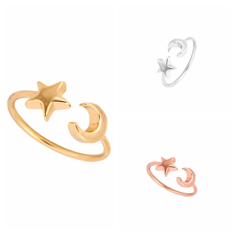 yiustar New Fashon Jewelry Finger Rings Adjustable Crescent Moon and Tiny Star for Women Party Gifts R161 | Украшения и