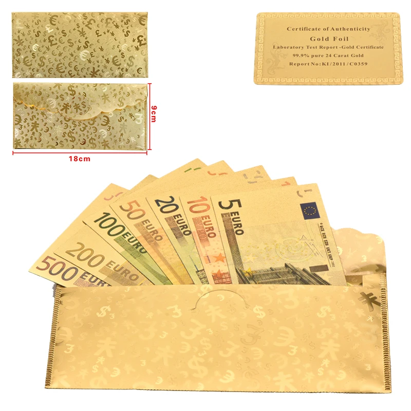 WR Creative Fashion Souvenir Gifts 24k Gold 5 10 20 50 100 200 500 7pcs EUR Banknote big Promotional Gifts with envelope
WR Creative Fashion Souvenir Gifts 24k Gold 5 10 20 50 100 200 500 7pcs EUR Banknote big Promotional Gifts with envelope