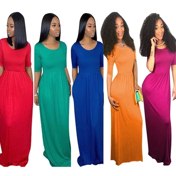 2019 Summer Solid Color Half Sleeve O-Neck Slim Women Long Dresses Sexy Maxi Dresses
2019 Summer Solid Color Half Sleeve O-Neck Slim Women Long Dresses Sexy Maxi Dresses