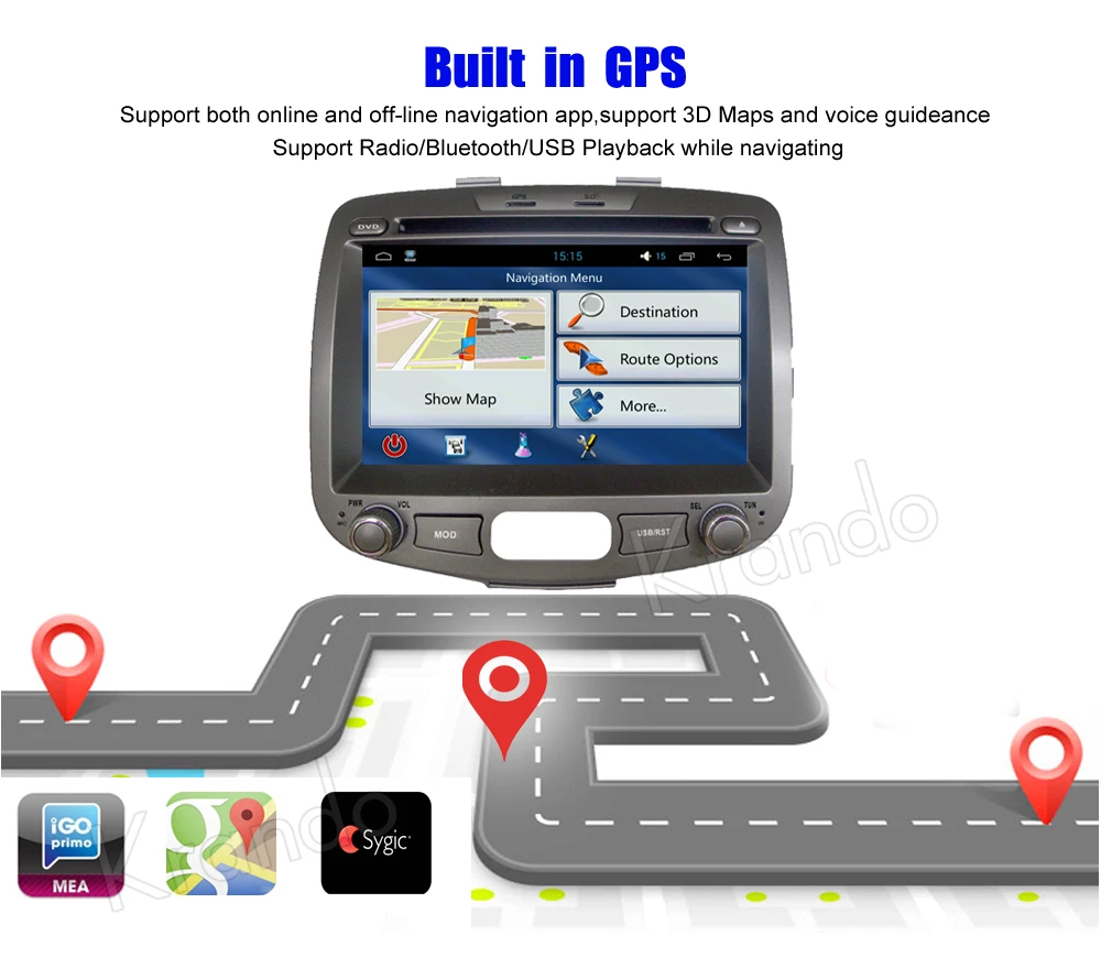 Krando 7" Android 9.0 car dvd gps navigation multimedia system for