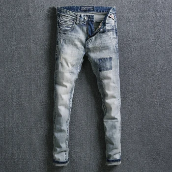 Fashion Streetwear Men Jeans High Quality Slim Fit Light Blue Ripped Jeans For Men Denim Long Pants hombre Hip Hop Jeans homme
Fashion Streetwear Men Jeans High Quality Slim Fit Light Blue Ripped Jeans For Men Denim Long Pants hombre Hip Hop Jeans homme