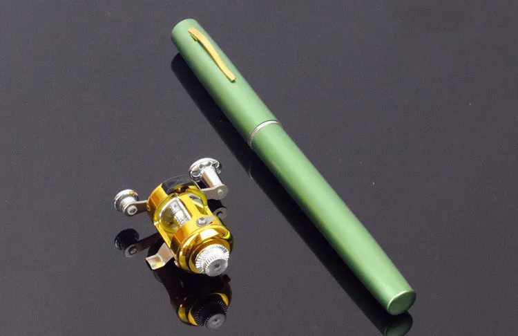 Portable Pocket Telescopic Mini Fishing Rod Pole Pen Shape Folded Fishing Rod With Reel Wheel For Outdoor River Lake Fishing