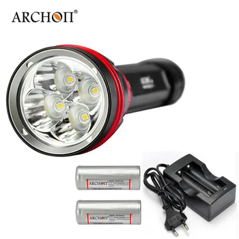 

ARCHON DY02 Diving Flashlight 4* CREE XP-L max 4000 lumen Dive Torch 100 Meter underwater light with 26650 batteries charger