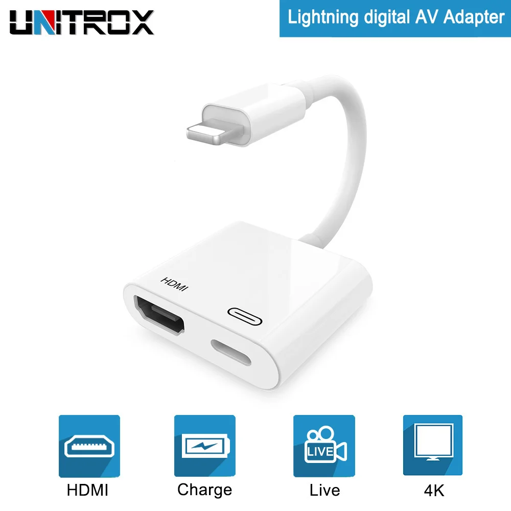HDMI For Lightning to Digital AV Adapter & Charging Port for HD TV Monitor Projector 1080P iPhone/iPad Pro/Pod/iOS 9.2-12.1 |