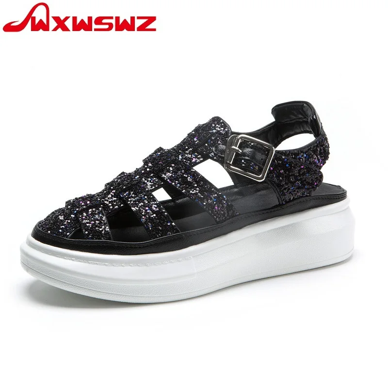 WXWSWZ Summer 2019 New Single Shoe Hollow out Muffin Bottom Roman Sequin Thick Bottom Student Baotou McQueen Sandals Woman
WXWSWZ Summer 2019 New Single Shoe Hollow out Muffin Bottom Roman Sequin Thick Bottom Student Baotou McQueen Sandals Woman