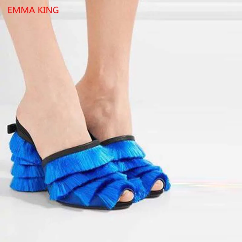 Runway Fashion Women Shoes Tassel Decor Mule Sandals Slide Slippers Elegant Ladies High heels Shoes Summer Slippers Size 35-42
Runway Fashion Women Shoes Tassel Decor Mule Sandals Slide Slippers Elegant Ladies High heels Shoes Summer Slippers Size 35-42