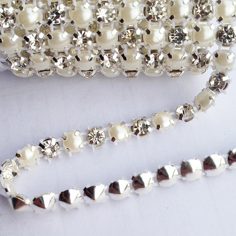 18ss 5 Yards 1 Rows Sewing Accessories 5mm Pearls Clear Crystal Rhinestone Mesh Trimming
18ss 5 Yards 1 Rows Sewing Accessories 5mm Pearls Clear Crystal Rhinestone Mesh Trimming