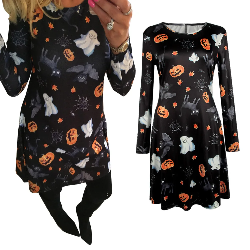 New Winter Christmas Dress Party Halloween Ghost Fashion Cartoon Printed Dress Casual Long Sleeve O Neck Loose Dresses Vestidos
New Winter Christmas Dress Party Halloween Ghost Fashion Cartoon Printed Dress Casual Long Sleeve O Neck Loose Dresses Vestidos