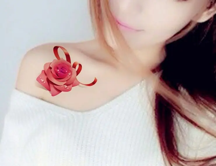 Stereoscopic ribbon rose flowers Men's and women's lasting waterproof tattoo stickers Cover the scar tattoo paste
Stereoscopic ribbon rose flowers Men's and women's lasting waterproof tattoo stickers Cover the scar tattoo paste