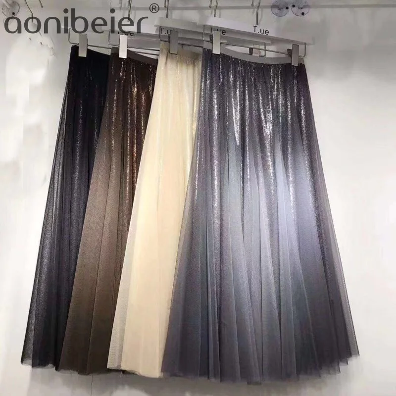 Aonibeier Solid Color Mesh Patchwork Soft Metallic Lining Elastic High Waist Spring Summer Fashion Women Midi Pleated Skirts
Aonibeier Solid Color Mesh Patchwork Soft Metallic Lining Elastic High Waist Spring Summer Fashion Women Midi Pleated Skirts
