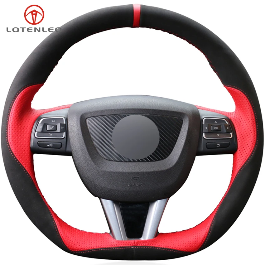 LQTENLEO Red Genuine Leather Black Suede DIY Hand-stitched Car Steering Wheel Cover For Seat Leon 2008-2012 Leon Cupra 2008-2012
LQTENLEO Red Genuine Leather Black Suede DIY Hand-stitched Car Steering Wheel Cover For Seat Leon 2008-2012 Leon Cupra 2008-2012