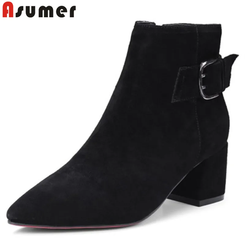 ASUMER 2020 fashion autumn winter boots women pointed toe zip ankle boots square high heels suede leather boots big size 33-43
ASUMER 2020 fashion autumn winter boots women pointed toe zip ankle boots square high heels suede leather boots big size 33-43