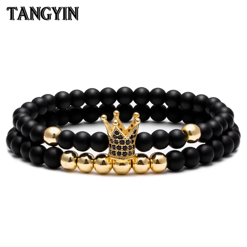 Charm Crown Bracelet Couple Bracelets For Women Jewelry 6mm Nature Stone Micro-inlaid zircon Gold Silver Men Bracelet Homme Gift
Charm Crown Bracelet Couple Bracelets For Women Jewelry 6mm Nature Stone Micro-inlaid zircon Gold Silver Men Bracelet Homme Gift