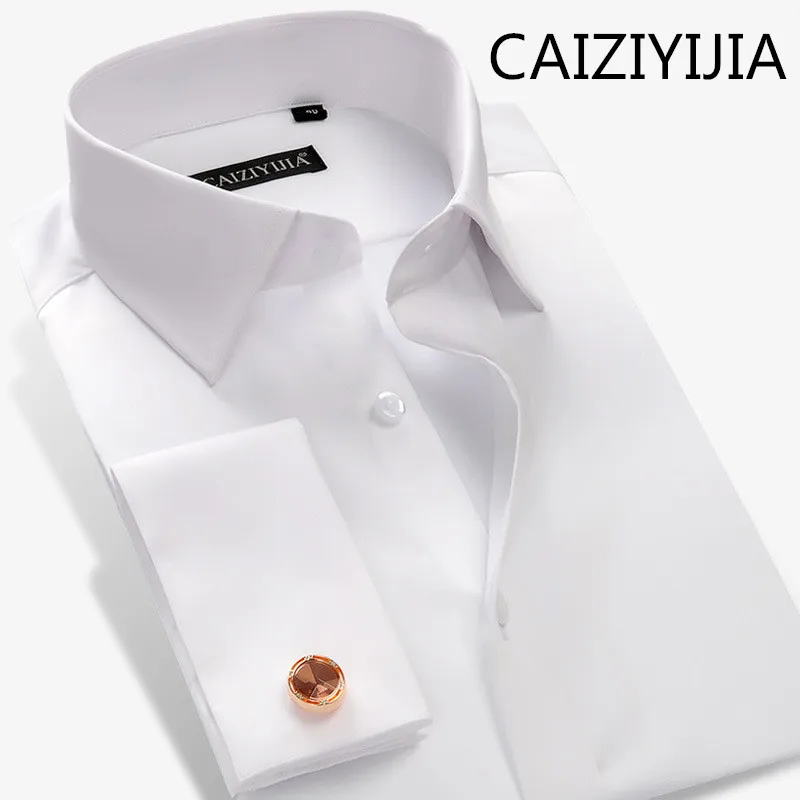 CAIZIYIJIA French Style Mens Solid Silm fit Long Sleeve Dress Shirt High Quality Mercerized Cotton Camisa Social Masculina
CAIZIYIJIA French Style Mens Solid Silm fit Long Sleeve Dress Shirt High Quality Mercerized Cotton Camisa Social Masculina